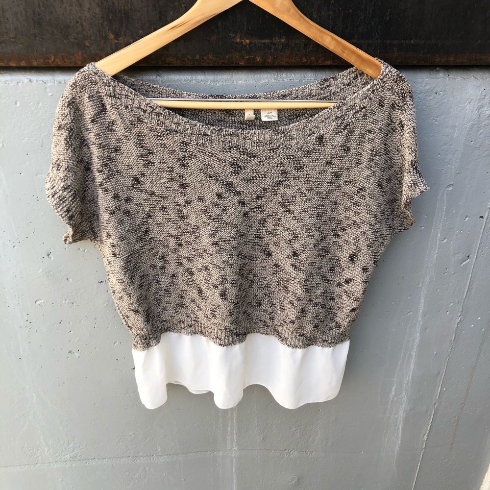 Anthropologie Moth Knit Blouse Tan White Size XS